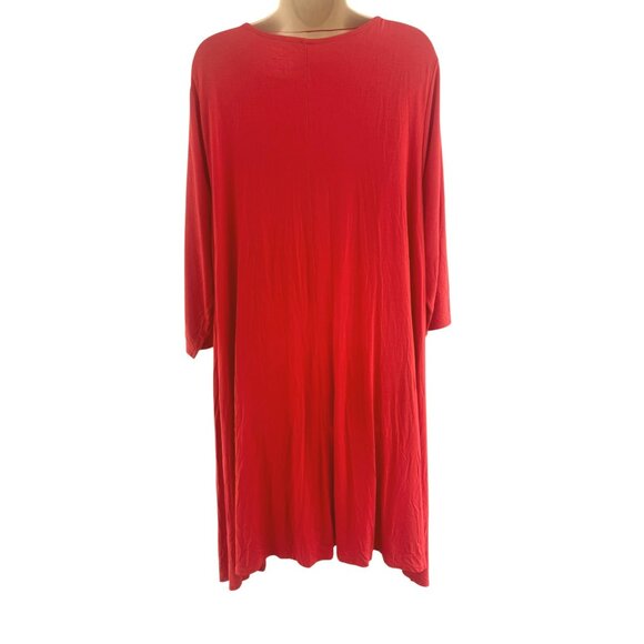 Boutique Coral Soft Knit Lace-Up Neckline Swing Dress Size 1X Plus Spring Summer - Picture 4 of 6